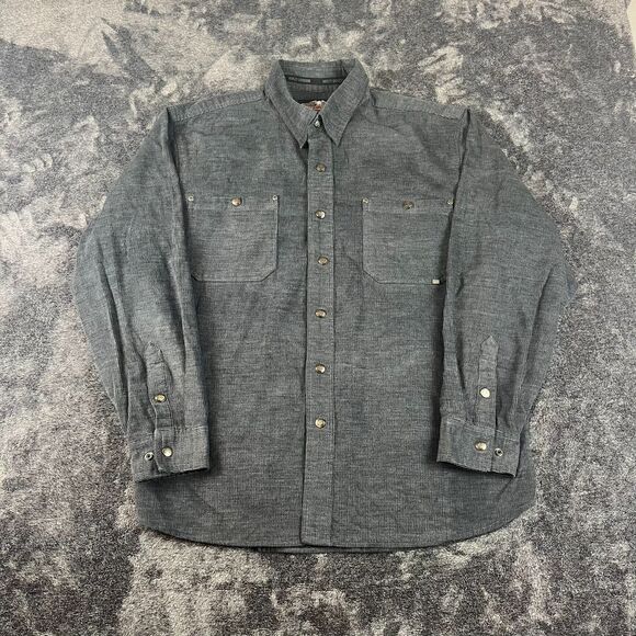 Harley-Davidson Corduroy Snap Button Up Shirt Embroidered Men's XL Gray - Picture 1 of 12